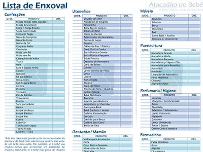 Lista de enxoval completo